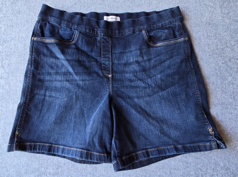 Liz Claiborne Women's Amber Pull-On Jean Shorts Blue Stretch Size 16 (35"x6.5")